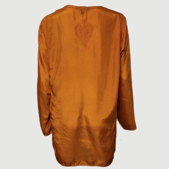 100% Silk Orange Tunic by Karma Highway - Picture 2 of 6